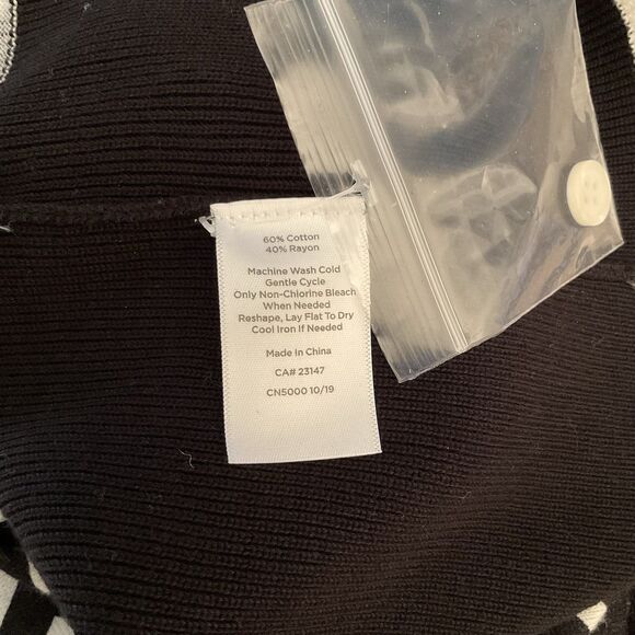 Talbots Sweater Women's 1X Black White Oprah Collection Knit Chevron - Picture 7 of 8